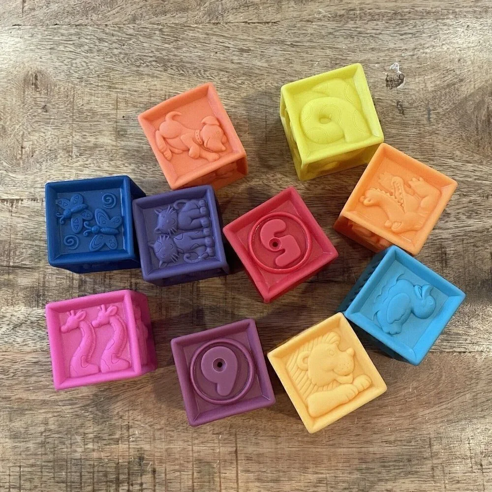 B Surprised B You Soft Squeezable Building Blocks - Set of 10 w/ Carrying Case